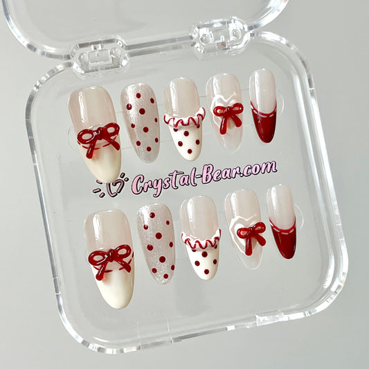 Dotted Red Bows Merry Christmas