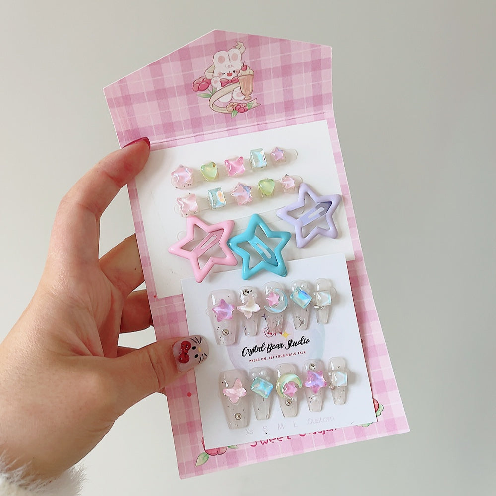 Crystal Moon Star Adult&Kids Nails Set