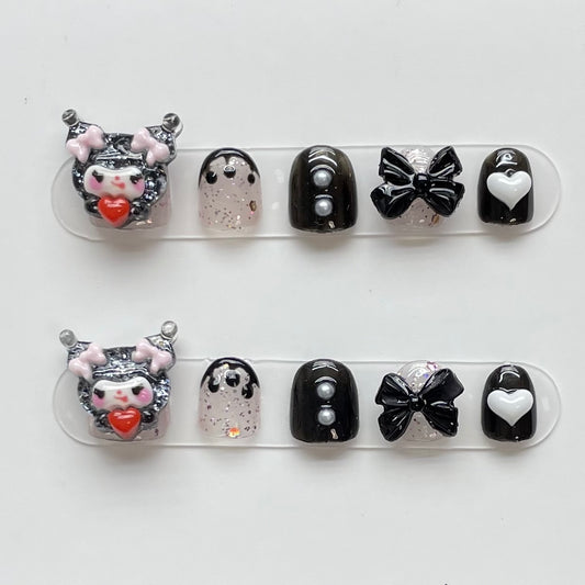 Black Kuromi Handmade Kids Press-On Nails