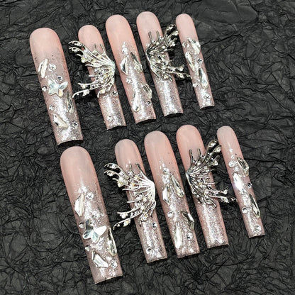 Liquid Butterfly Coffin Nails