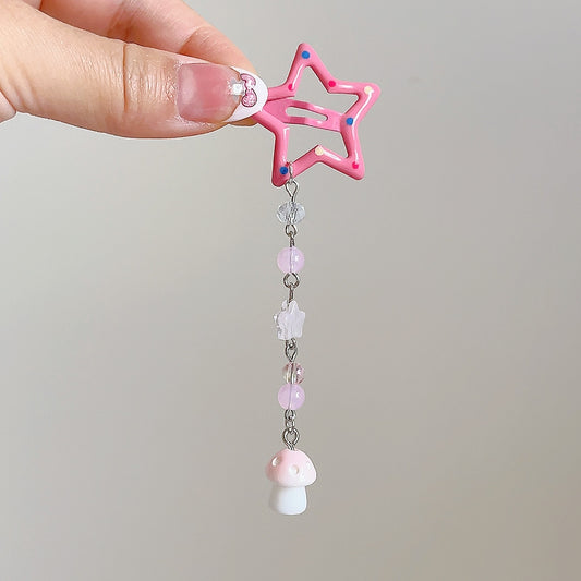 Pink Star Mushroom Hairchains