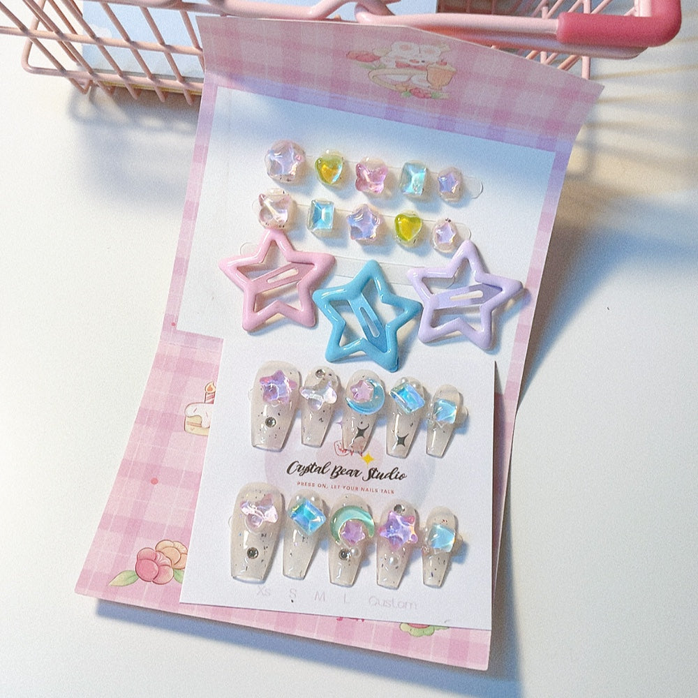 Crystal Moon Star Adult&Kids Nails Set