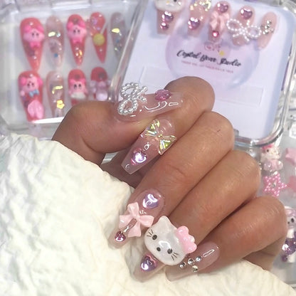 Light pink HelloKitty nails🎀