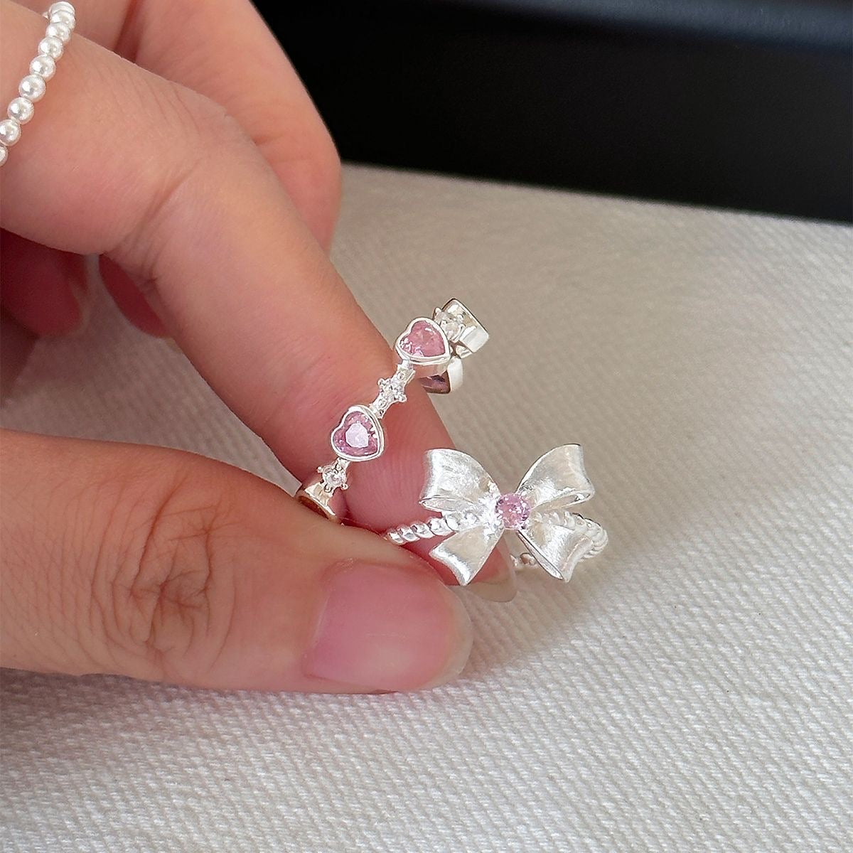 2pc Pink Princess Ring Set