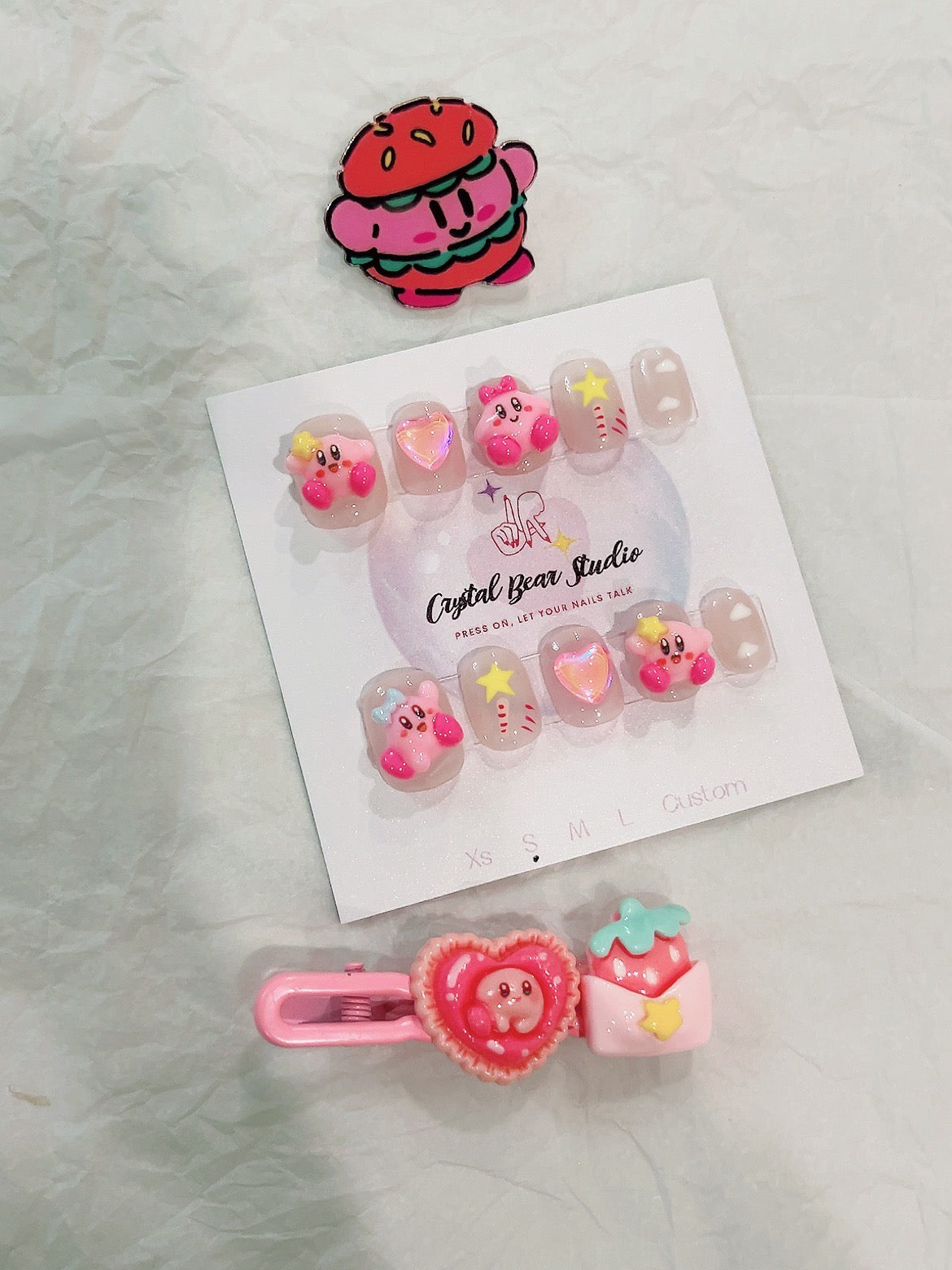 Pink Kirby Star Nails