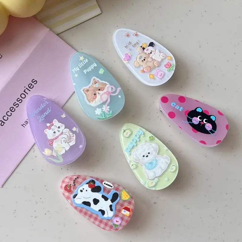 6Pcs Cute Animals Hair Clips