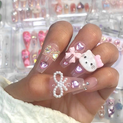 Light pink HelloKitty nails🎀