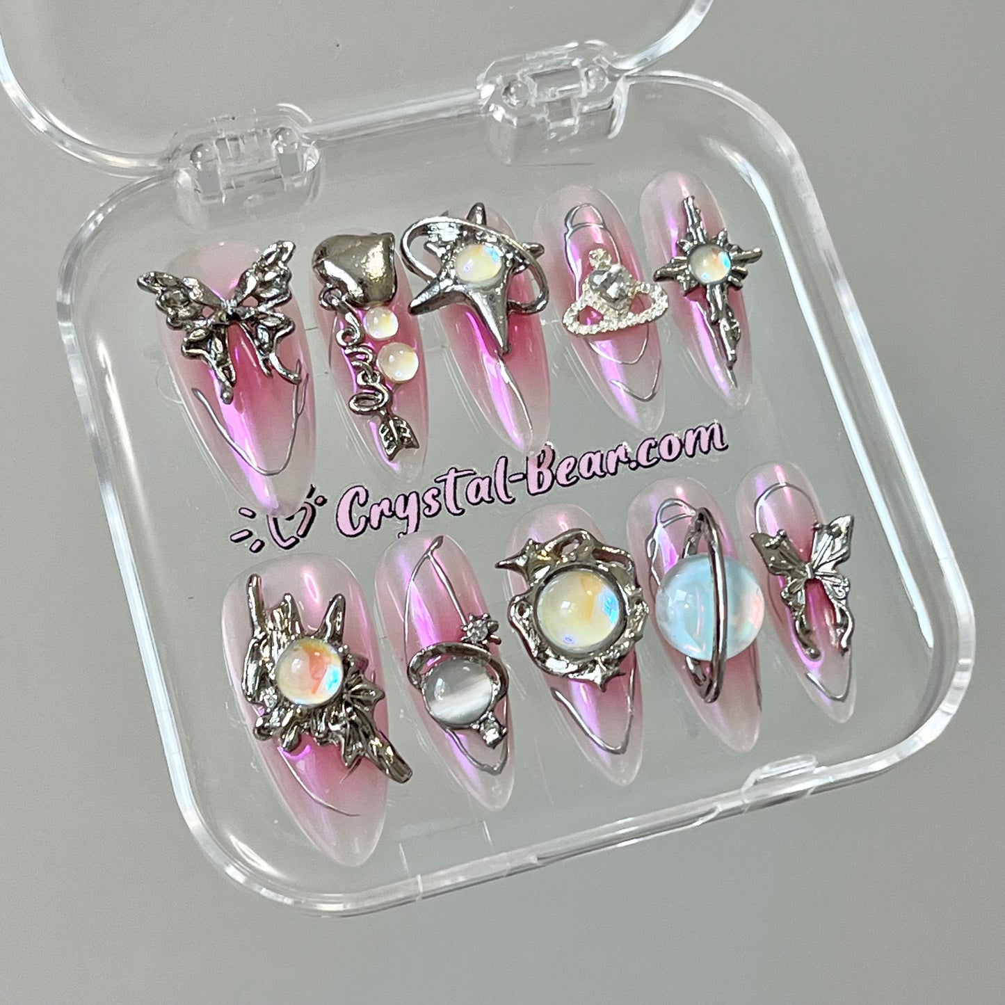 Pink Planet Silver Butterfly