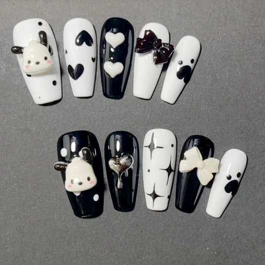 Black White Pachacco Nails