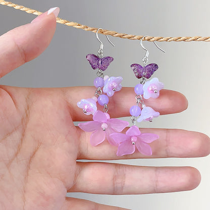 Purple Flower Earrings