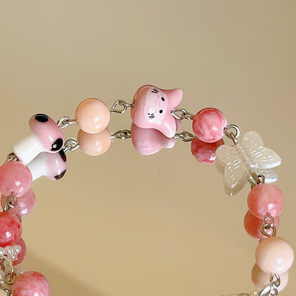 Pink mushroom bunny Bracelet