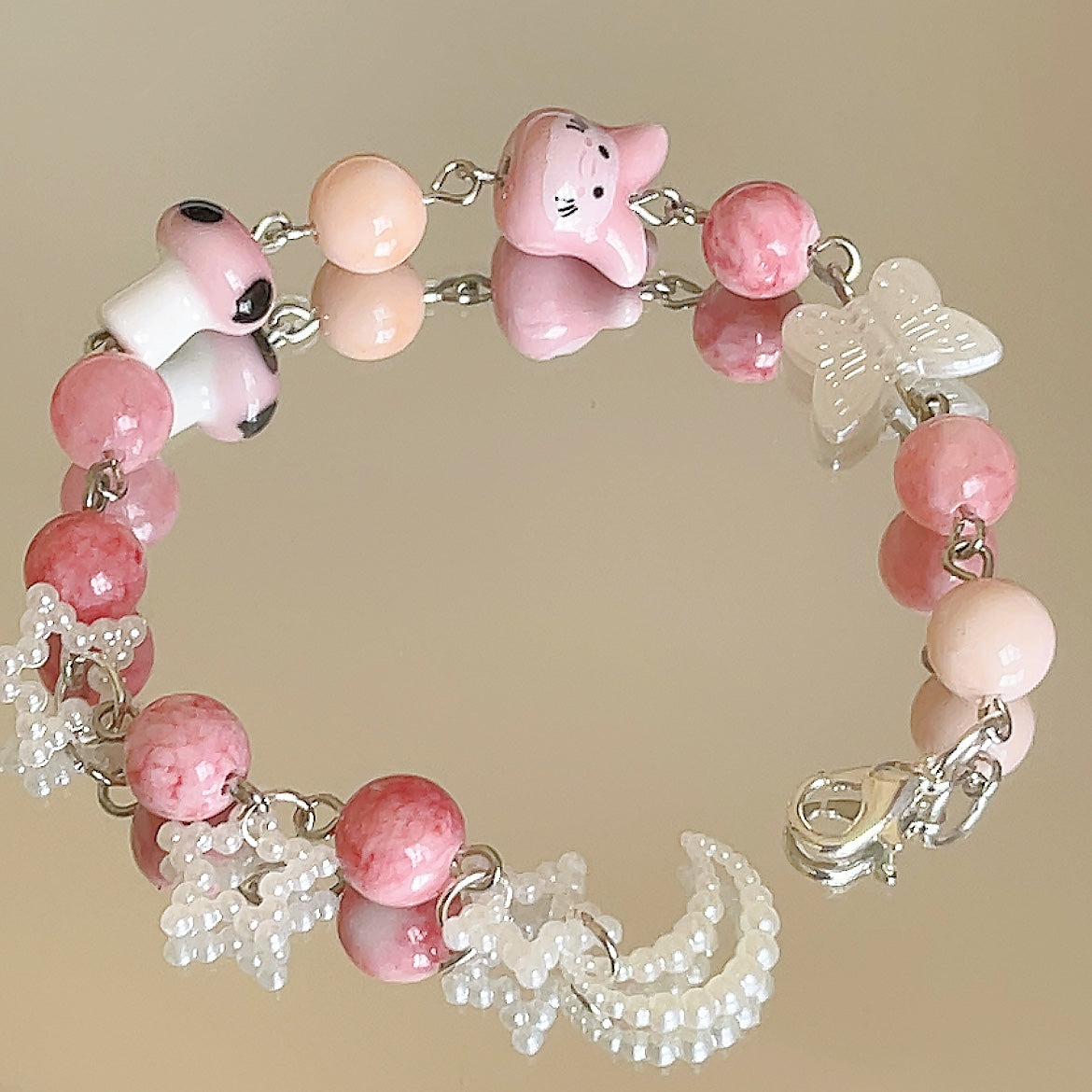 Pink mushroom bunny Bracelet