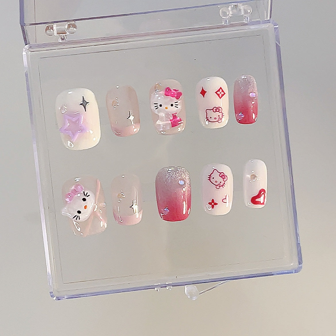 Short Pink Kitty Nails