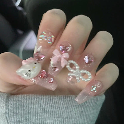 Light pink HelloKitty nails🎀