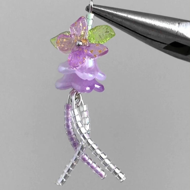 Purple Butterfly Flowers Jellyfish Necklace