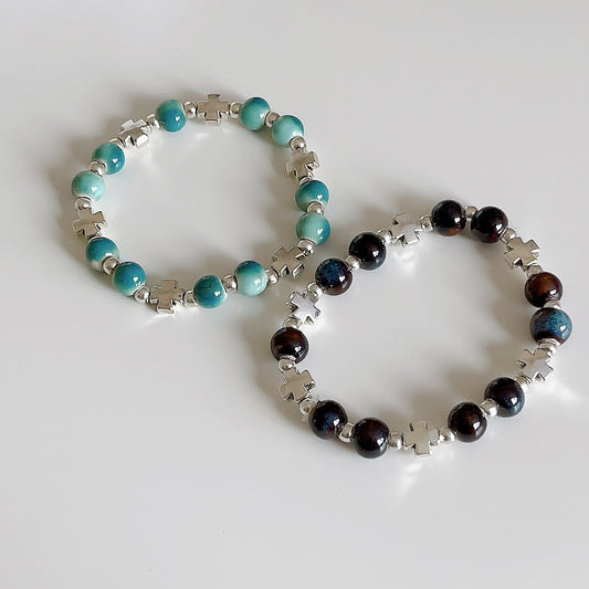 Heavy china blue and black bracelets