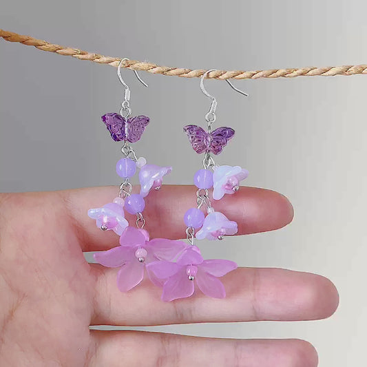 Purple Flower Earrings