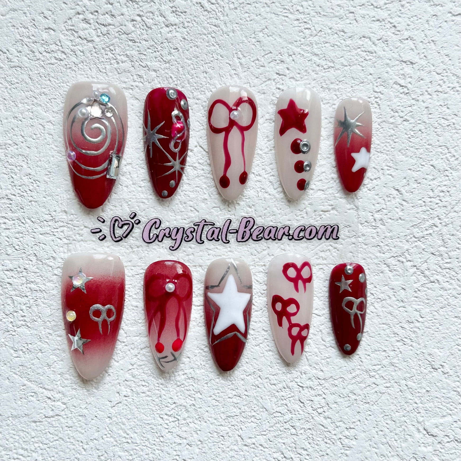 red-starring-christmas-night-stars-press-on-nails