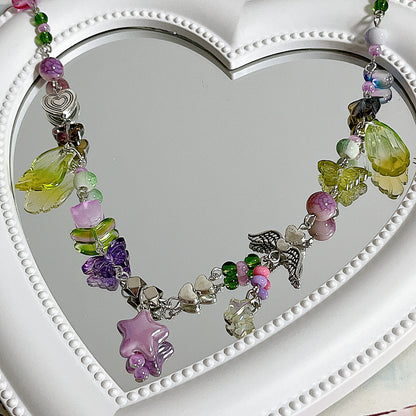 Purple Star & Butterfly Tulip Necklace